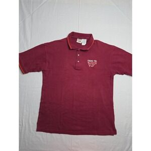 Red Oak Virginia‎ Tech Hokies Shirt Men's Large Maroon Cotton Logo Short Sleeve